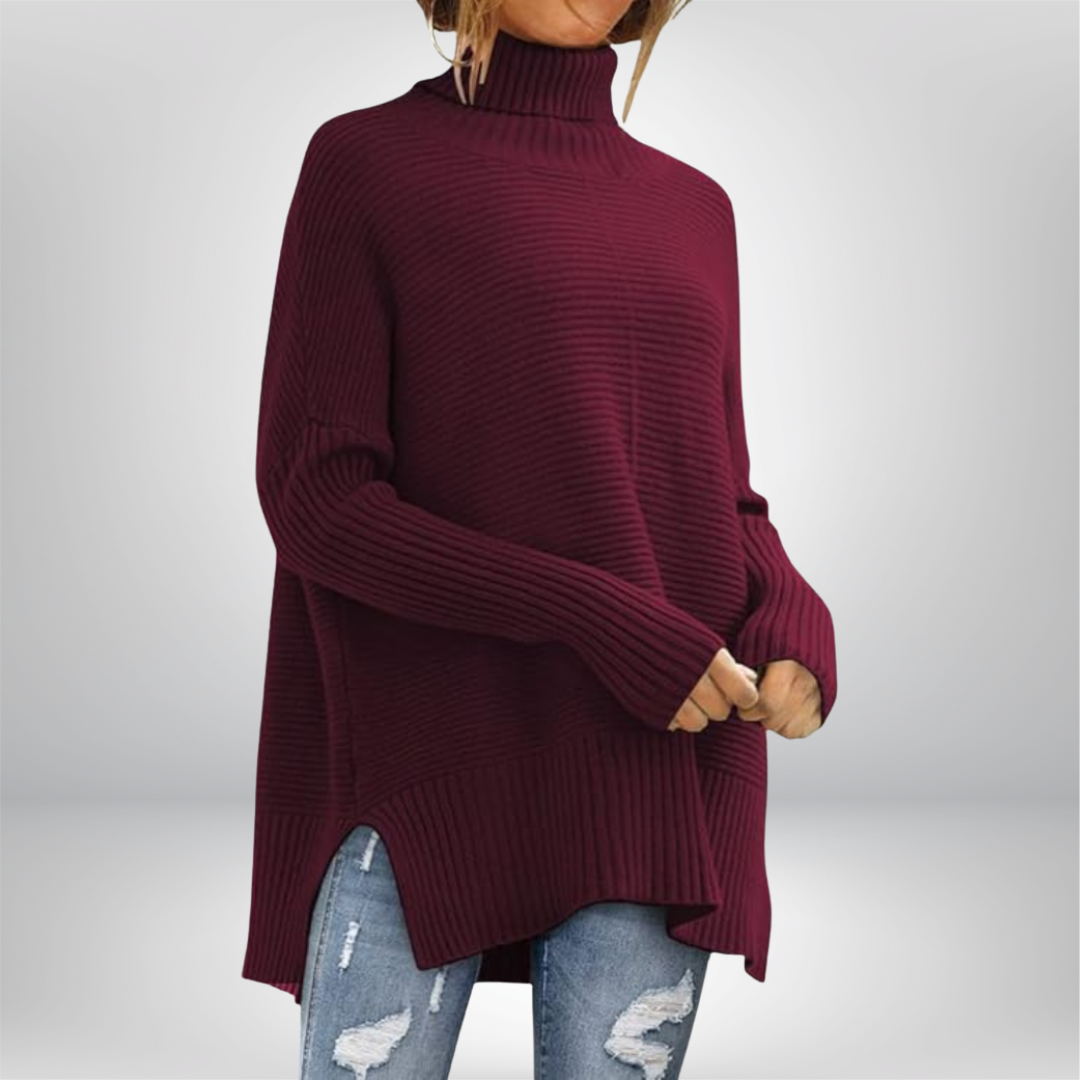 Women's Plain Knit Turtleneck Jumper