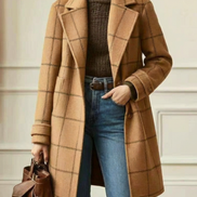 Women's Checked Wool Long Coat