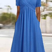 Women's Solid Jersey Crossover Dress