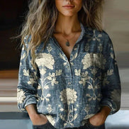 Women's Solid Cotton Button-Down Shirt