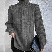 Women's Solid Knit Turtleneck Jumper