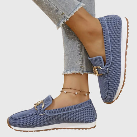 Women's Black Leather Loafer Sneakers