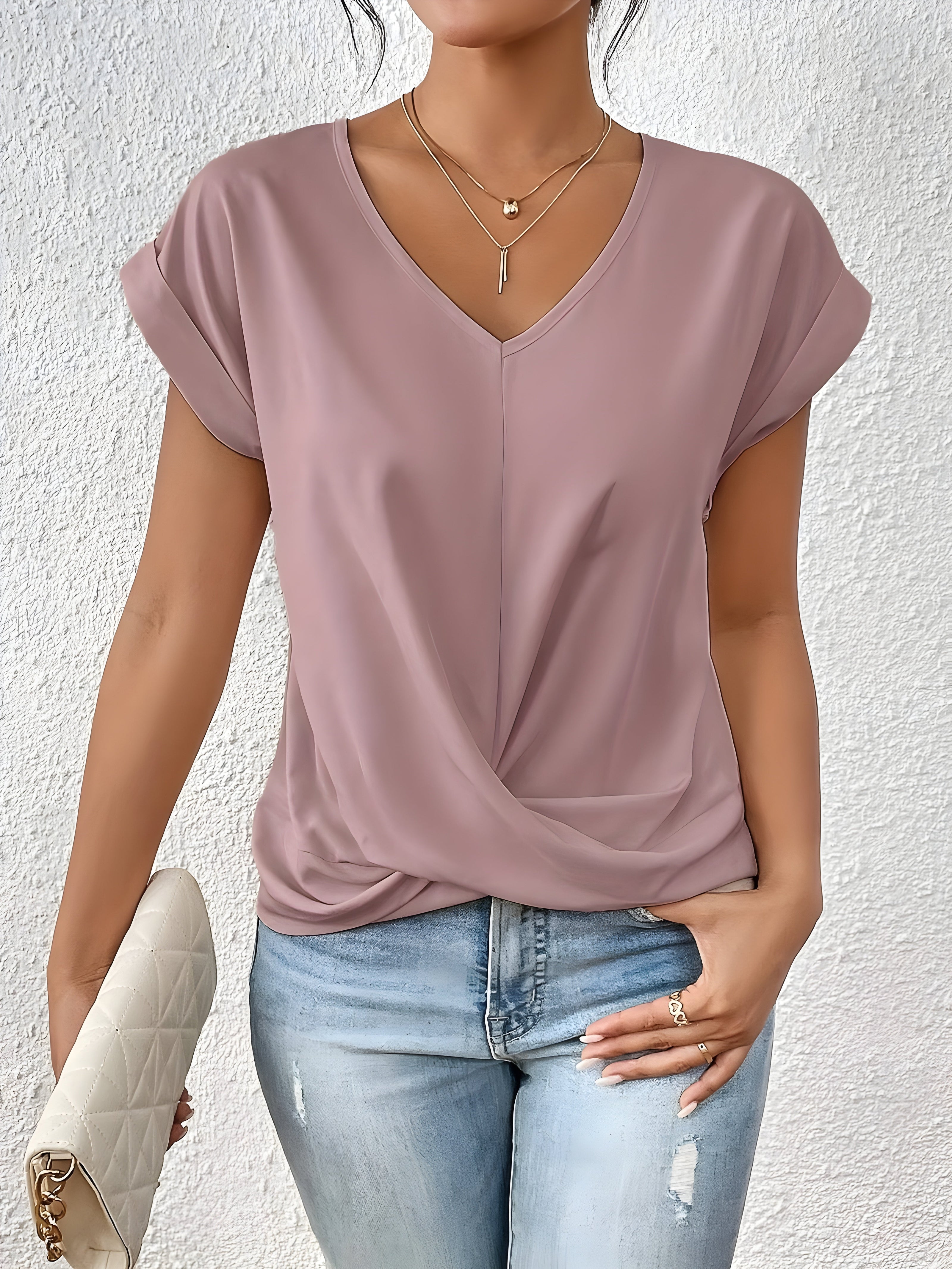 Women's Solid Jersey Twist-Front Top