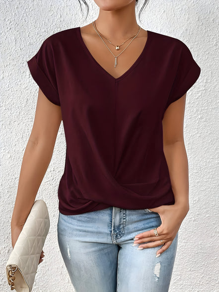 Women's Solid Jersey Twist-Front Top