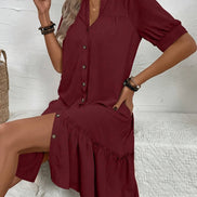 Women's Solid Cotton Midi Dress