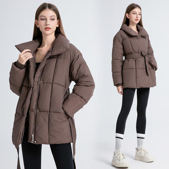 Women's Solid Quilted Wool Coat