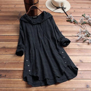 Women's Solid Linen Hoodie Tunic