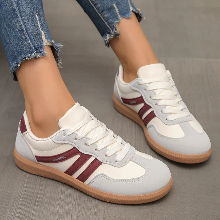 Women's Beige Fabric Sneakers
