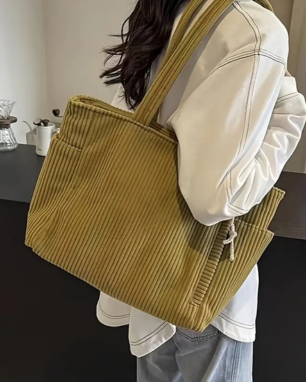Women's Ribbed Leather Tote Bag