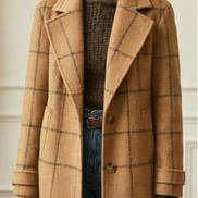 Women's Checked Wool Long Coat