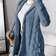 Women's Solid Plush Hooded Cardigan