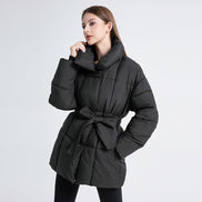 Women's Solid Quilted Wool Coat