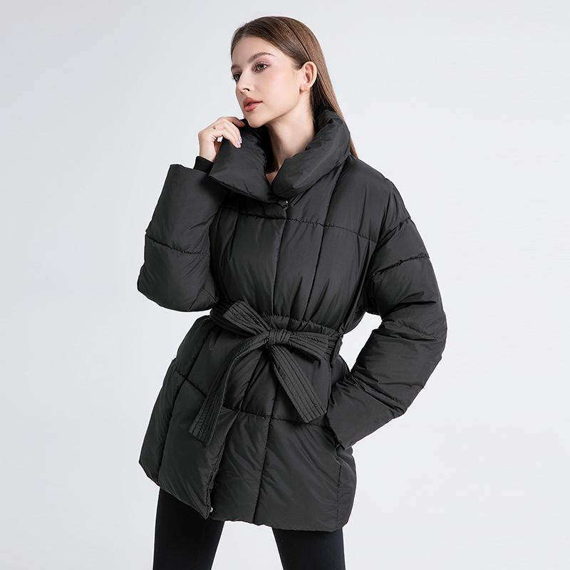 Women's Solid Quilted Wool Coat