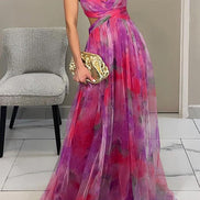 Women's Solid Chiffon Maxi Dress
