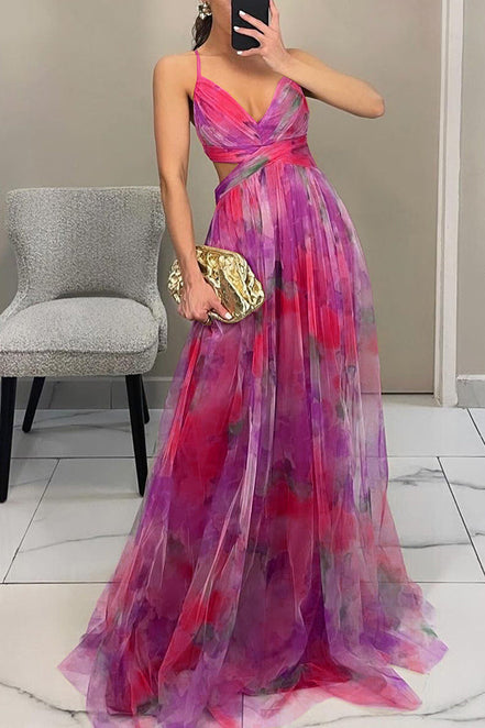 Women's Solid Chiffon Maxi Dress