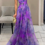 Women's Solid Chiffon Maxi Dress
