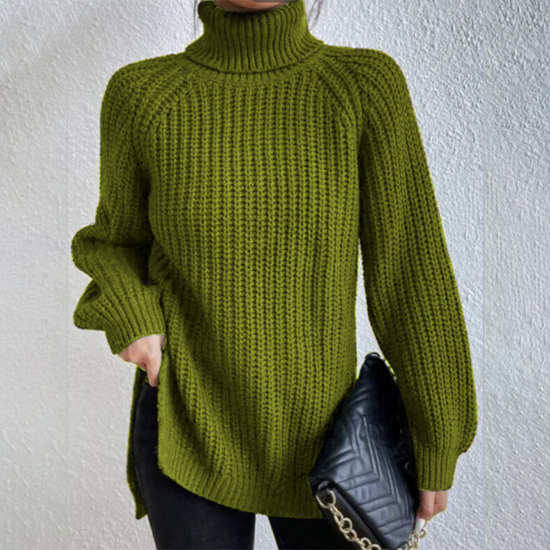 Women's Solid Knit Turtleneck Jumper