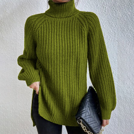 Women's Solid Knit Turtleneck Jumper