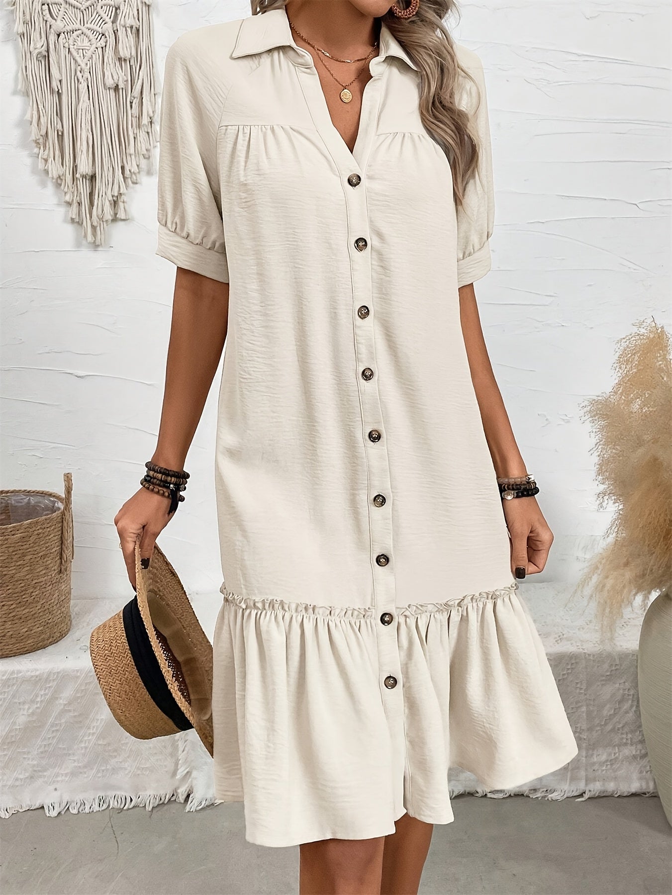 Women's Solid Cotton Midi Dress