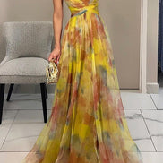 Women's Solid Chiffon Maxi Dress
