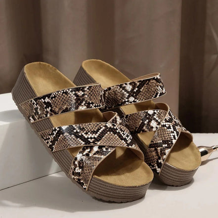 Women's Brown Leather Strap Sandals