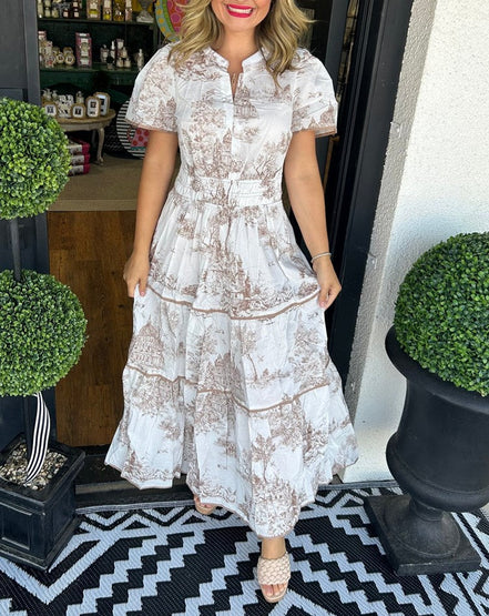 Women's Toile Cotton Maxi Dress