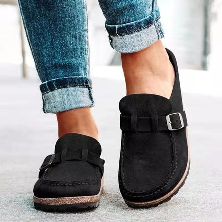 Women's Black Leather Orthopaedic Loafers