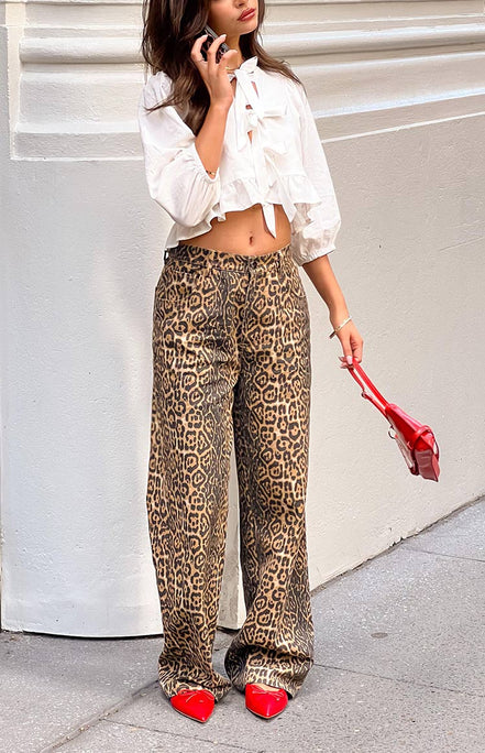 Women's Leopard Denim Jeans