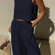 Women's Solid Jersey Tank Top Set