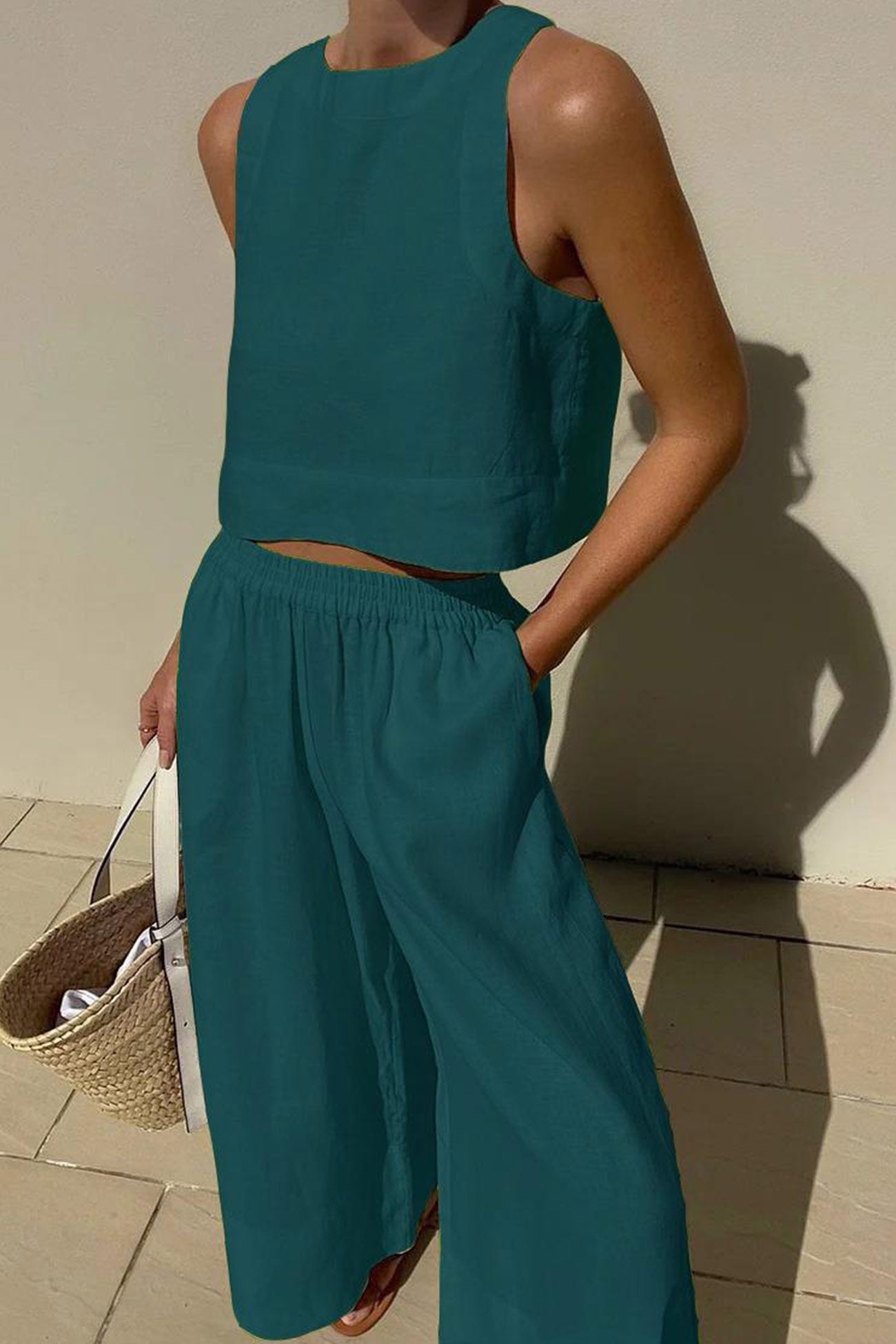 Women's Solid Jersey Tank Top Set