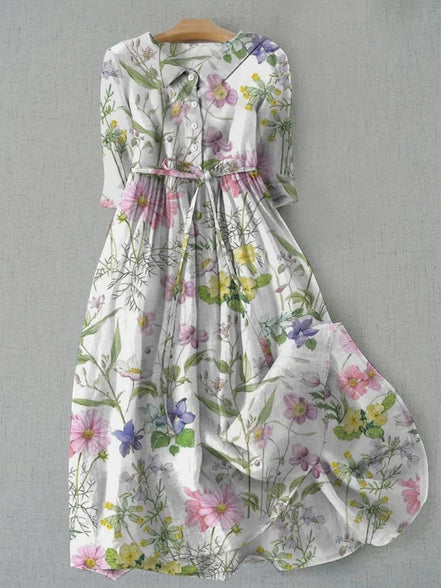 Women's Floral Cotton A-Line Dress