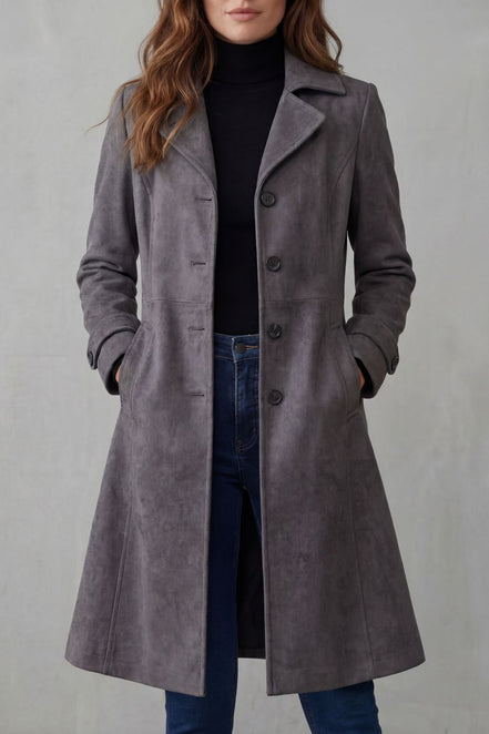 Women's Vintage Suede Longline Coat