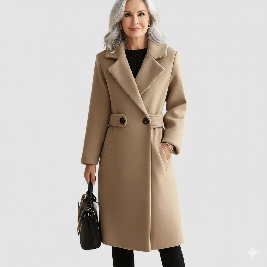 Women's Solid Wool Belted Coat