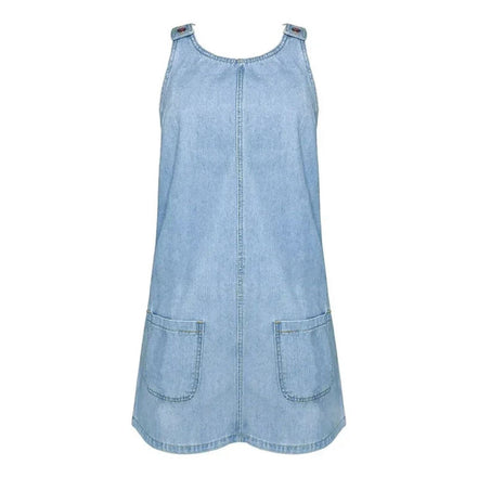 Women's Blue Denim Sleeveless Dress
