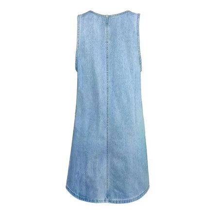 Women's Blue Denim Sleeveless Dress