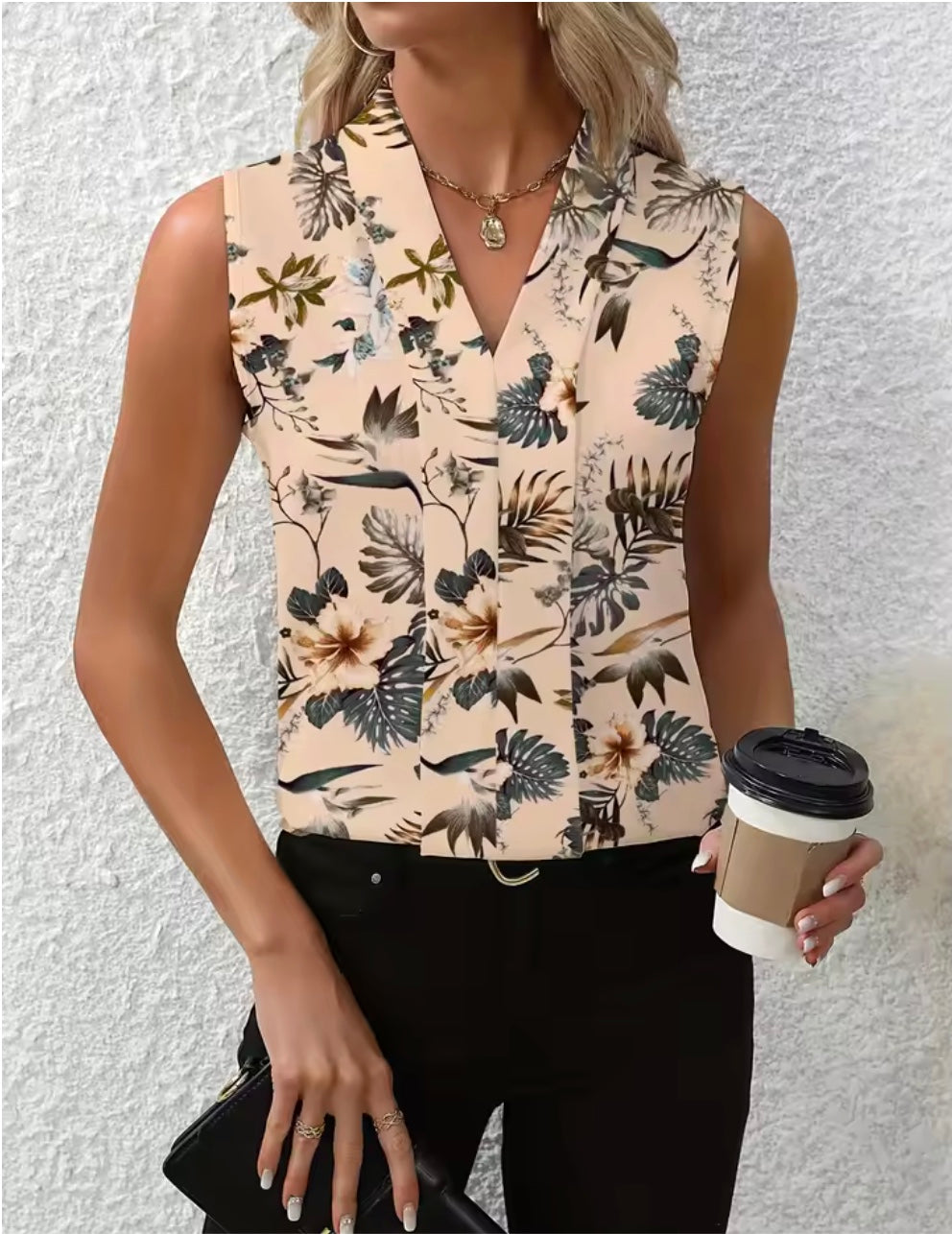 Women's Solid V-Neck Blouse