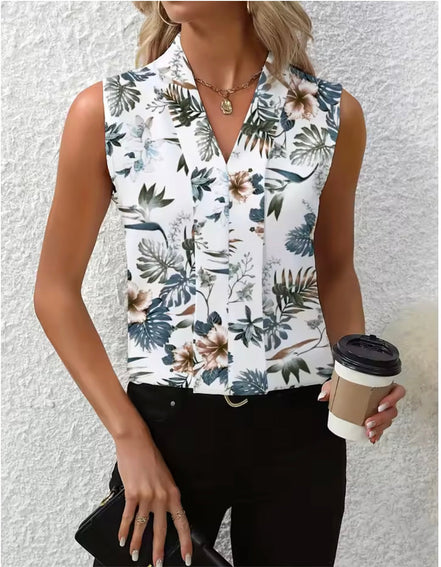 Women's Solid V-Neck Blouse