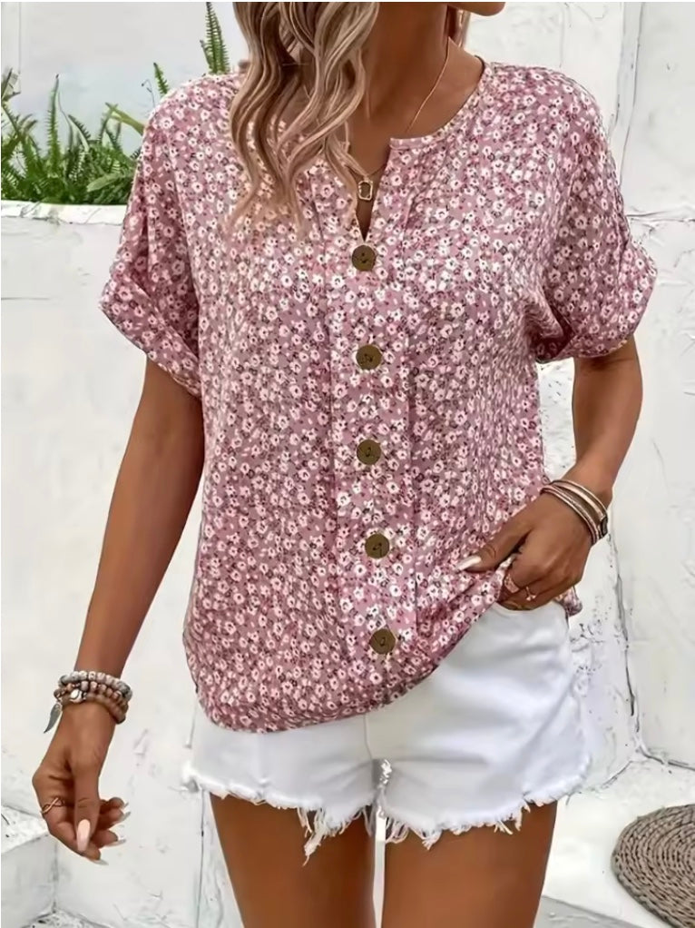 Women's Floral Button-Front Top