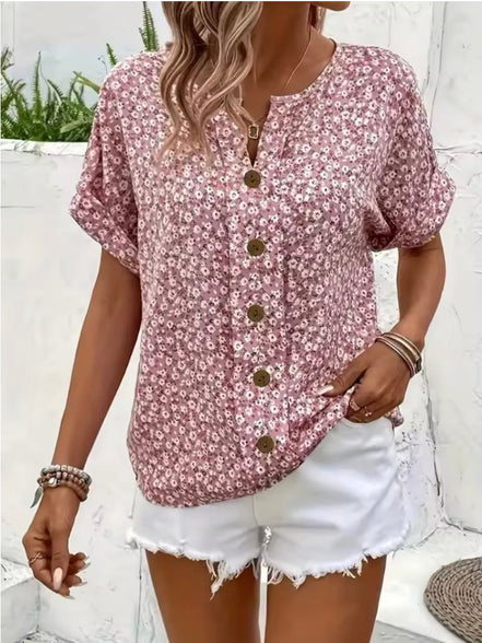 Women's Floral Button-Front Top