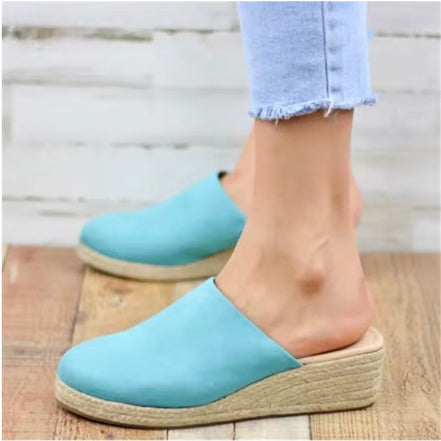 Women's Neutral Leather Wedge Sandals