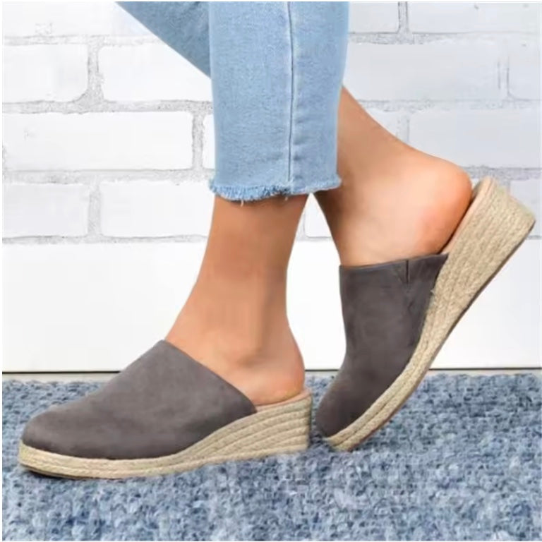 Women's Neutral Leather Wedge Sandals