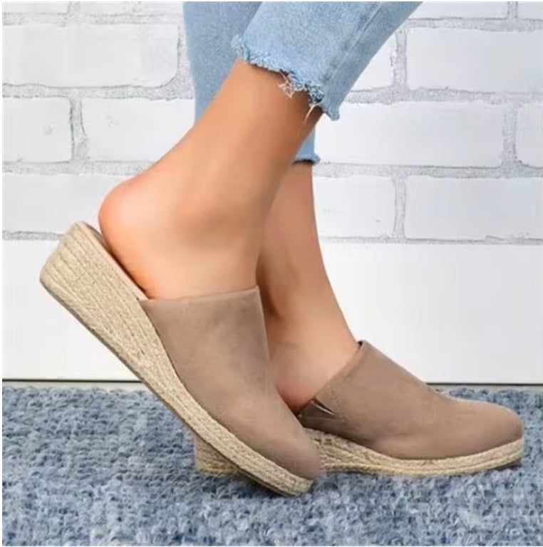 Women's Neutral Leather Wedge Sandals