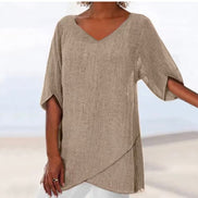 Women's Solid V-Neck Blouse