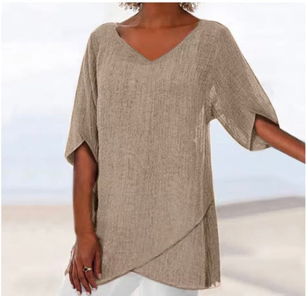 Women's Solid V-Neck Blouse