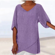 Women's Solid V-Neck Blouse
