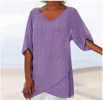 Women's Solid V-Neck Blouse