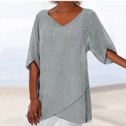 Women's Solid V-Neck Blouse