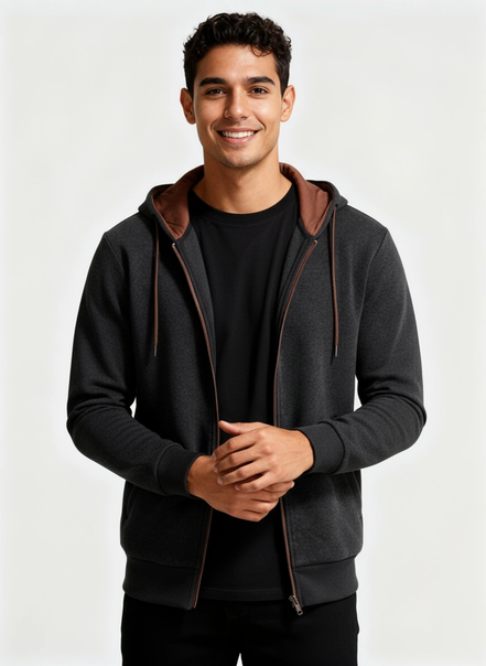 Men's Thick Hooded Zip Sweatshirt