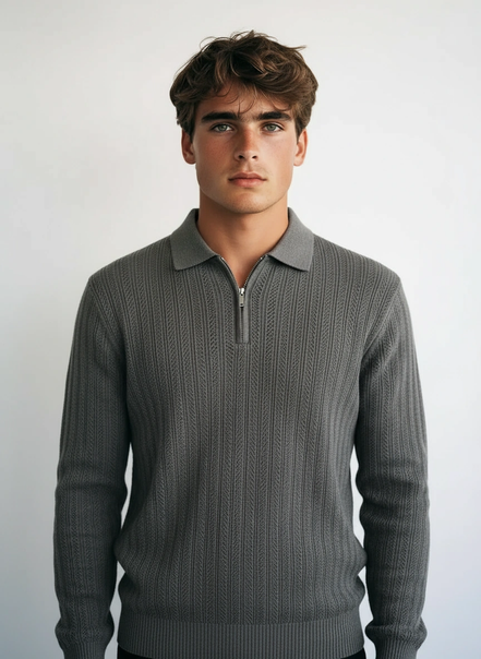 Men's Striped Polo Shirt Polyester