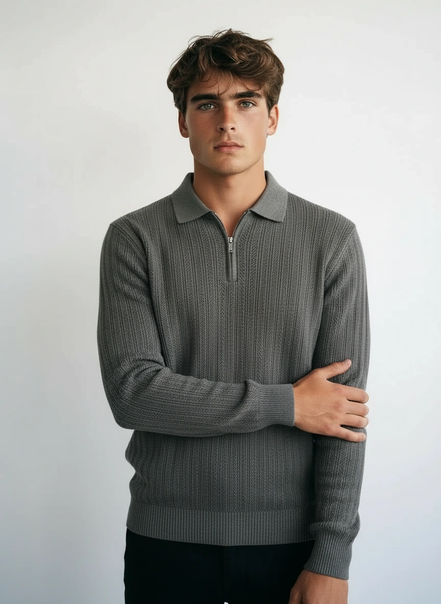 Men's Striped Polo Shirt Polyester